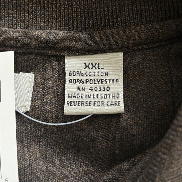 Chere Skin Men’s XXL LS Knit Polo Shirt Brown Collared Casual Pullover Top #B - Picture 4 of 6